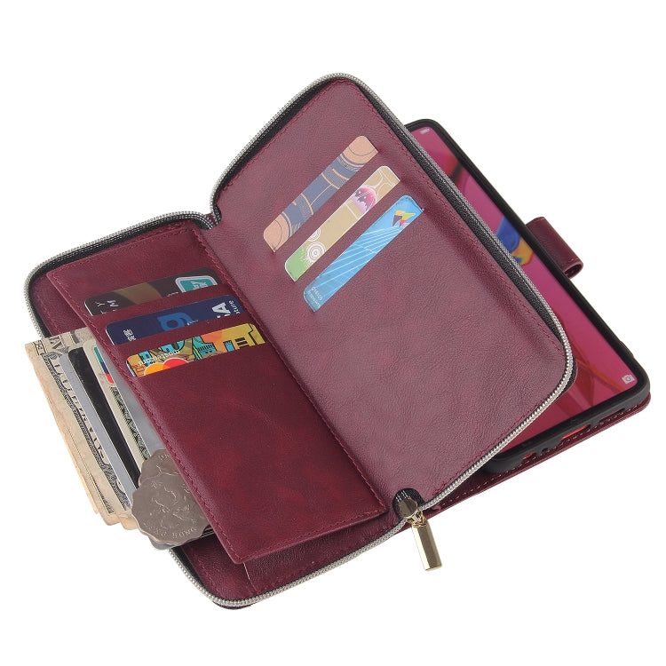 For Huawei P30 Zipper Wallet Bag Horizontal Flip PU Leather Case with Holder & 9 Card Slots & Wallet & Lanyard & Photo Frame
