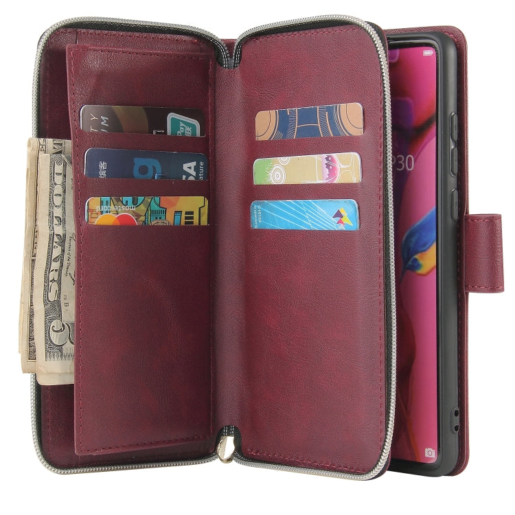For Huawei P30 Zipper Wallet Bag Horizontal Flip PU Leather Case with Holder & 9 Card Slots & Wallet & Lanyard & Photo Frame