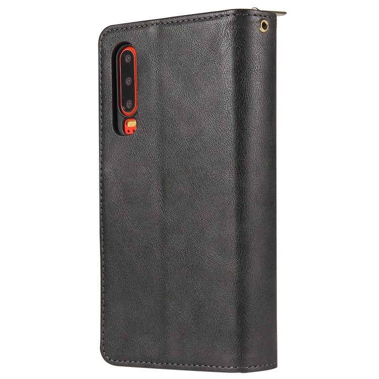 For Huawei P30 Zipper Wallet Bag Horizontal Flip PU Leather Case with Holder & 9 Card Slots & Wallet & Lanyard & Photo Frame