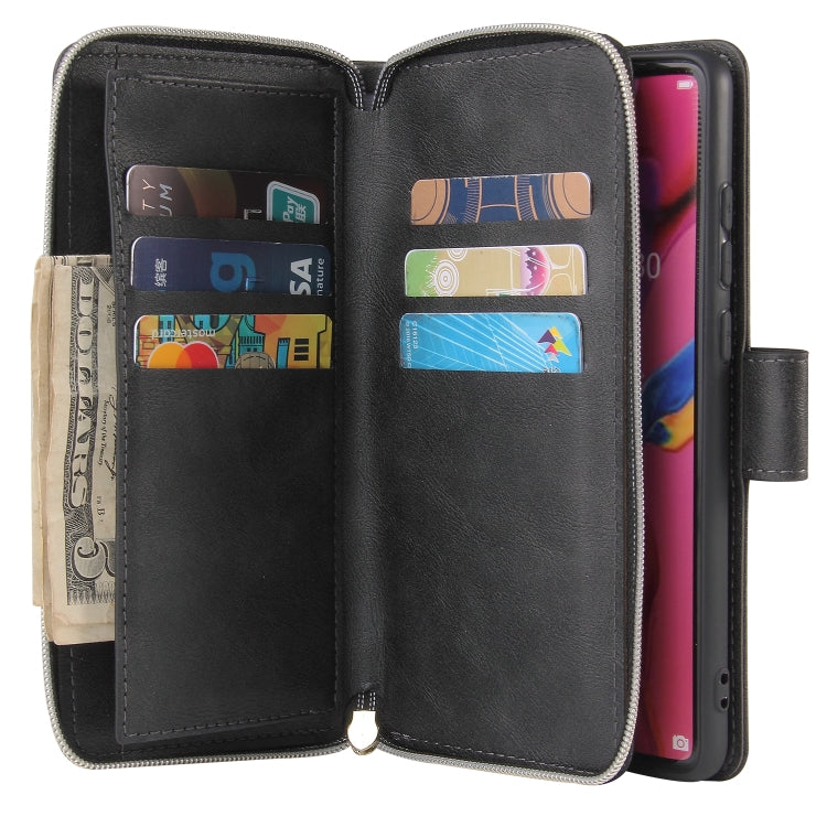 For Huawei P30 Zipper Wallet Bag Horizontal Flip PU Leather Case with Holder & 9 Card Slots & Wallet & Lanyard & Photo Frame