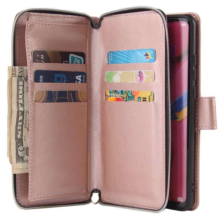 For Huawei P30 Pro Zipper Wallet Bag Horizontal Flip PU Leather Case with Holder & 9 Card Slots & Wallet & Lanyard & Photo Frame