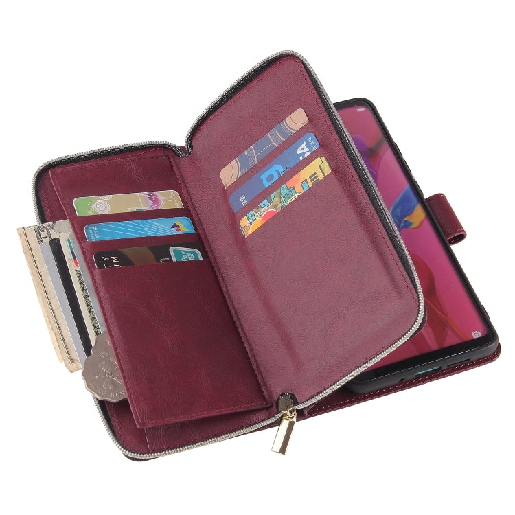 For Huawei P30 Pro Zipper Wallet Bag Horizontal Flip PU Leather Case with Holder & 9 Card Slots & Wallet & Lanyard & Photo Frame