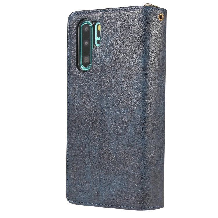 For Huawei P30 Pro Zipper Wallet Bag Horizontal Flip PU Leather Case with Holder & 9 Card Slots & Wallet & Lanyard & Photo Frame