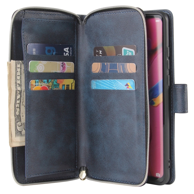 For Huawei P30 Pro Zipper Wallet Bag Horizontal Flip PU Leather Case with Holder & 9 Card Slots & Wallet & Lanyard & Photo Frame