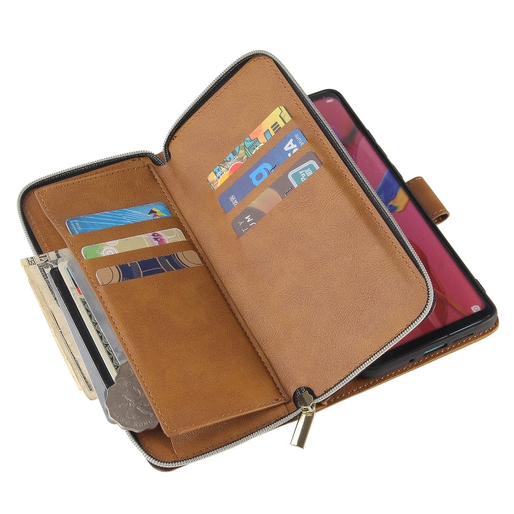 For Huawei P30 Pro Zipper Wallet Bag Horizontal Flip PU Leather Case with Holder & 9 Card Slots & Wallet & Lanyard & Photo Frame