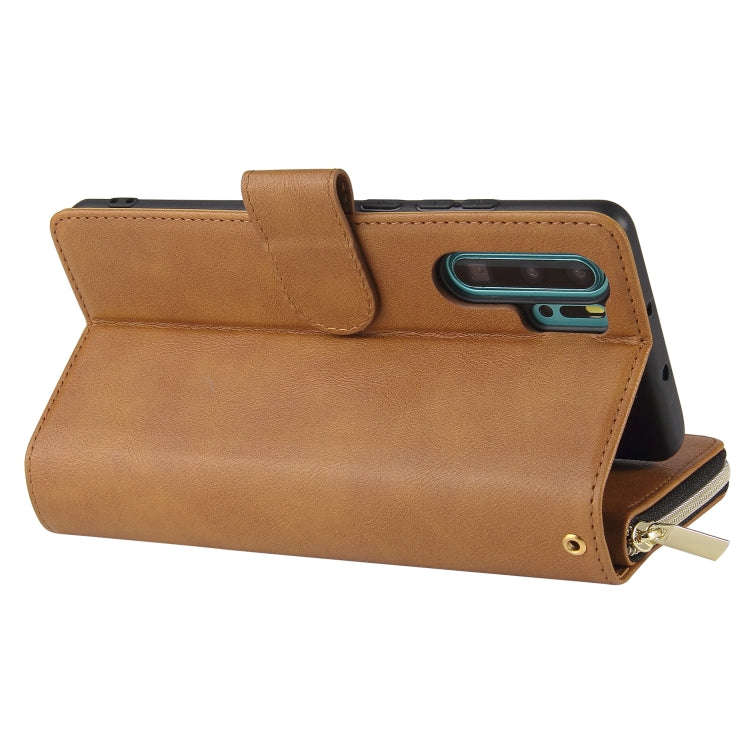 For Huawei P30 Pro Zipper Wallet Bag Horizontal Flip PU Leather Case with Holder & 9 Card Slots & Wallet & Lanyard & Photo Frame