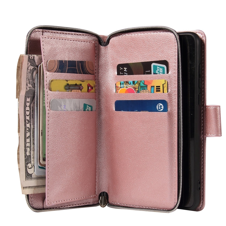 For Huawei P40 Zipper Wallet Bag Horizontal Flip PU Leather Case with Holder & 9 Card Slots & Wallet & Lanyard & Photo Frame