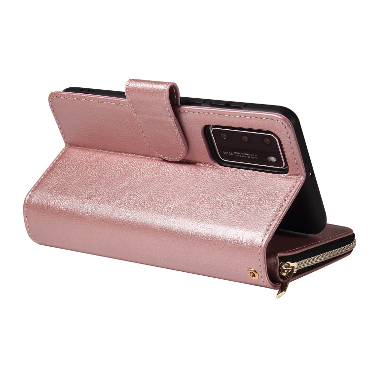 For Huawei P40 Zipper Wallet Bag Horizontal Flip PU Leather Case with Holder & 9 Card Slots & Wallet & Lanyard & Photo Frame