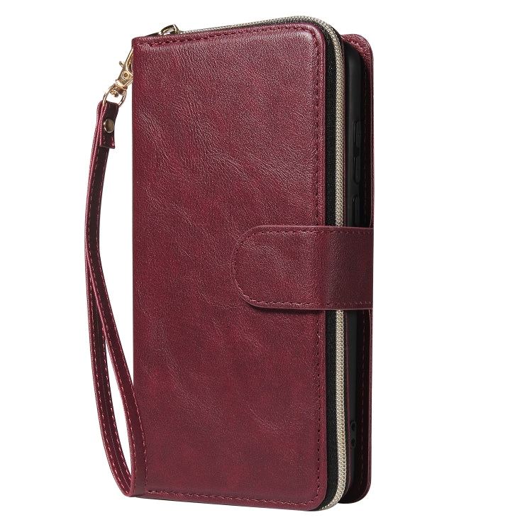 For Huawei P40 Zipper Wallet Bag Horizontal Flip PU Leather Case with Holder & 9 Card Slots & Wallet & Lanyard & Photo Frame