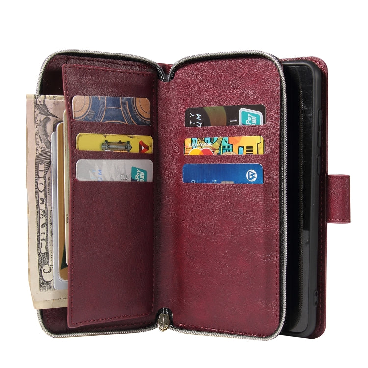 For Huawei P40 Zipper Wallet Bag Horizontal Flip PU Leather Case with Holder & 9 Card Slots & Wallet & Lanyard & Photo Frame