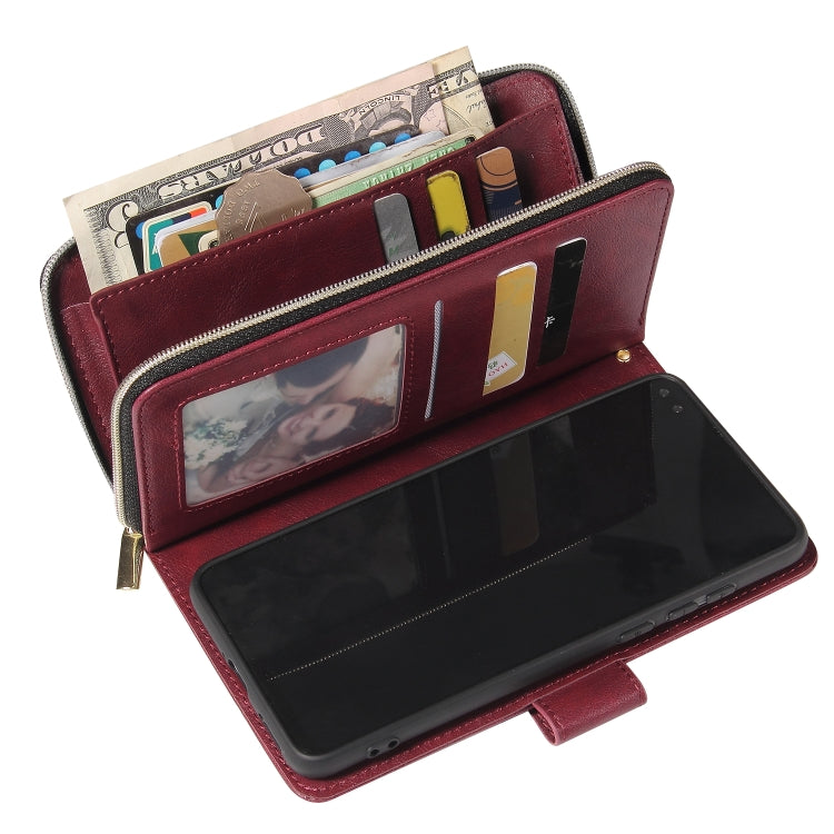 For Huawei P40 Zipper Wallet Bag Horizontal Flip PU Leather Case with Holder & 9 Card Slots & Wallet & Lanyard & Photo Frame