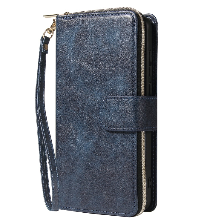 For Huawei P40 Zipper Wallet Bag Horizontal Flip PU Leather Case with Holder & 9 Card Slots & Wallet & Lanyard & Photo Frame