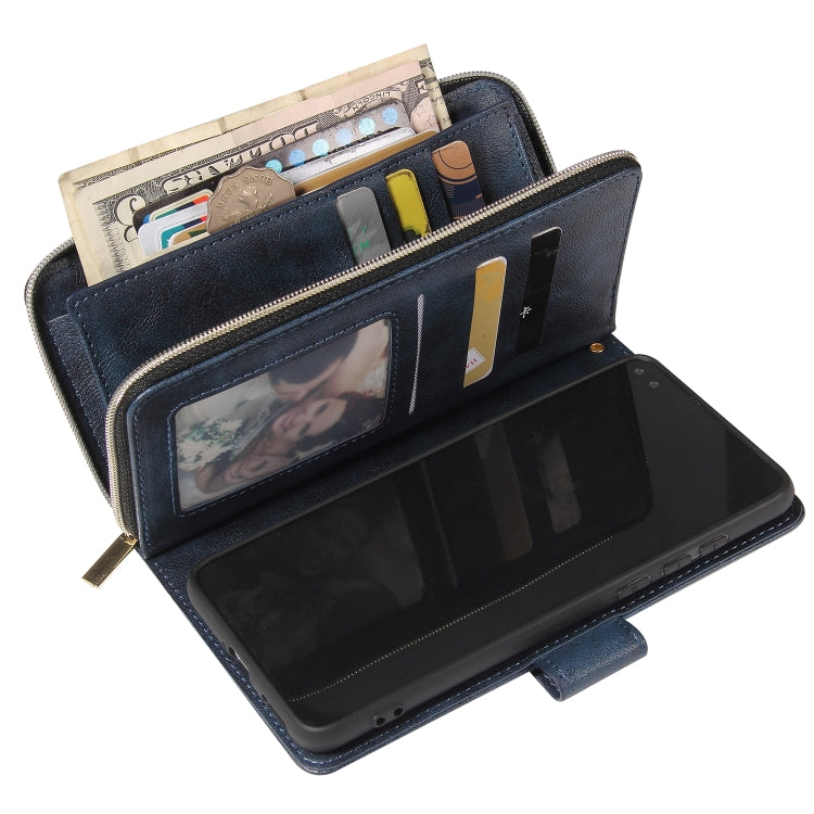 For Huawei P40 Zipper Wallet Bag Horizontal Flip PU Leather Case with Holder & 9 Card Slots & Wallet & Lanyard & Photo Frame