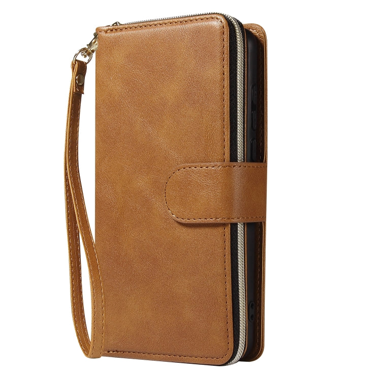 For Huawei P40 Zipper Wallet Bag Horizontal Flip PU Leather Case with Holder & 9 Card Slots & Wallet & Lanyard & Photo Frame