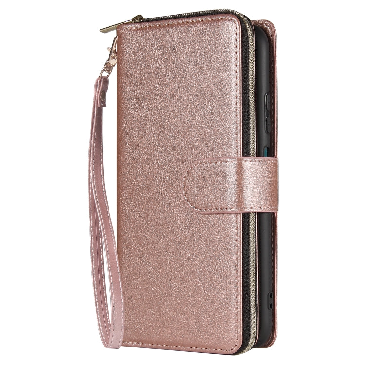 For Huawei P40 Lite Zipper Wallet Bag Horizontal Flip PU Leather Case with Holder & 9 Card Slots & Wallet & Lanyard & Photo Frame