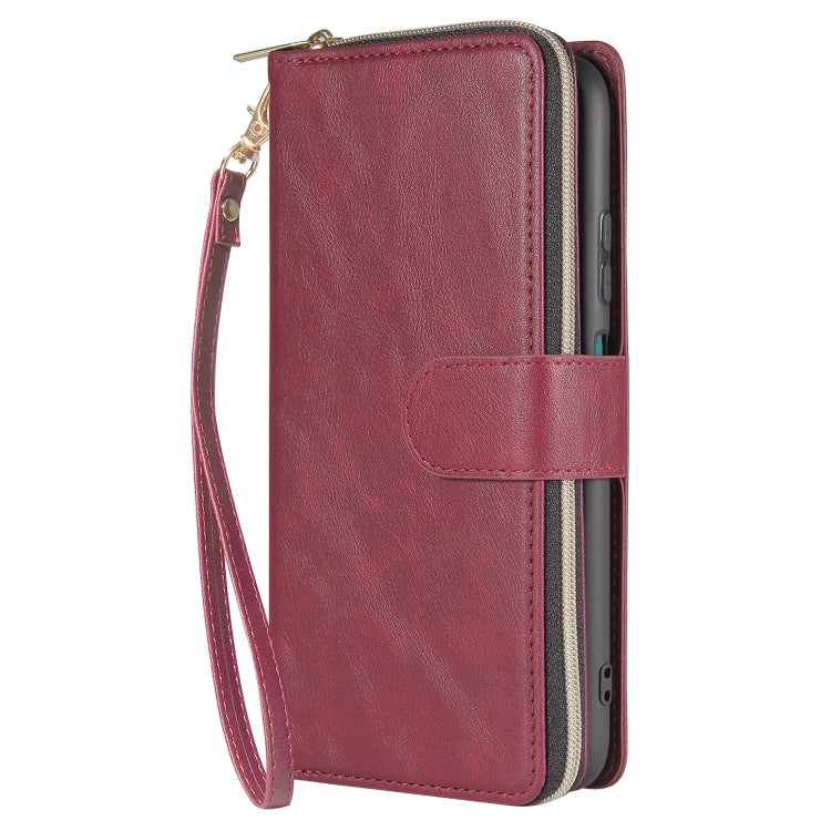 For Huawei P40 Lite Zipper Wallet Bag Horizontal Flip PU Leather Case with Holder & 9 Card Slots & Wallet & Lanyard & Photo Frame