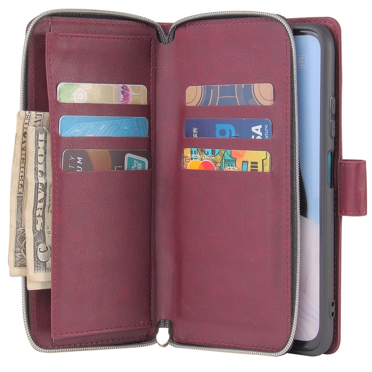 For Huawei P40 Lite Zipper Wallet Bag Horizontal Flip PU Leather Case with Holder & 9 Card Slots & Wallet & Lanyard & Photo Frame
