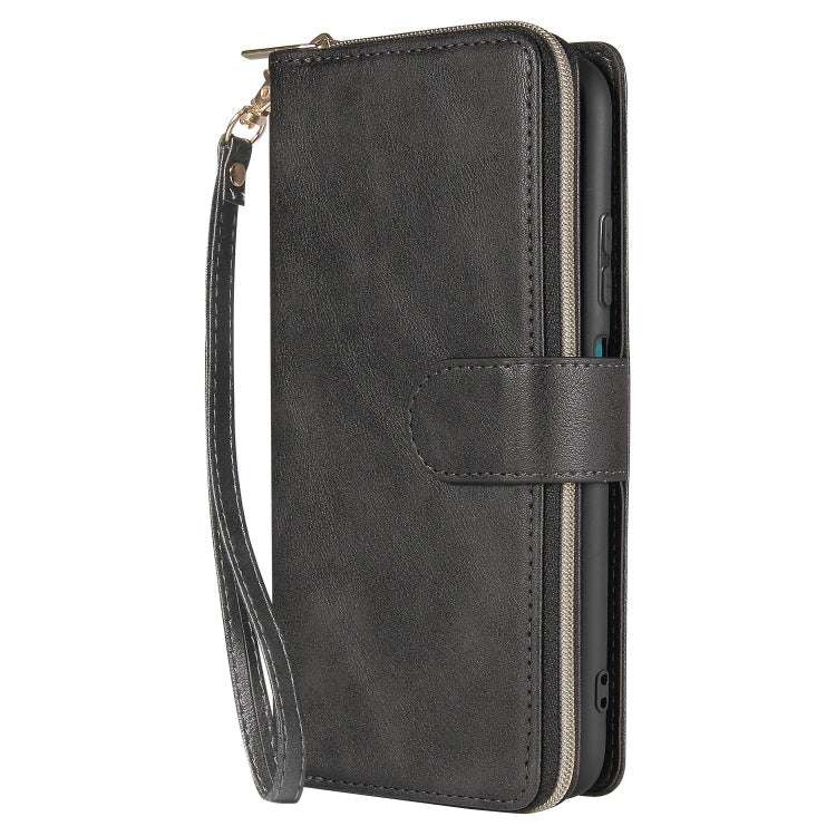 For Huawei P40 Lite Zipper Wallet Bag Horizontal Flip PU Leather Case with Holder & 9 Card Slots & Wallet & Lanyard & Photo Frame