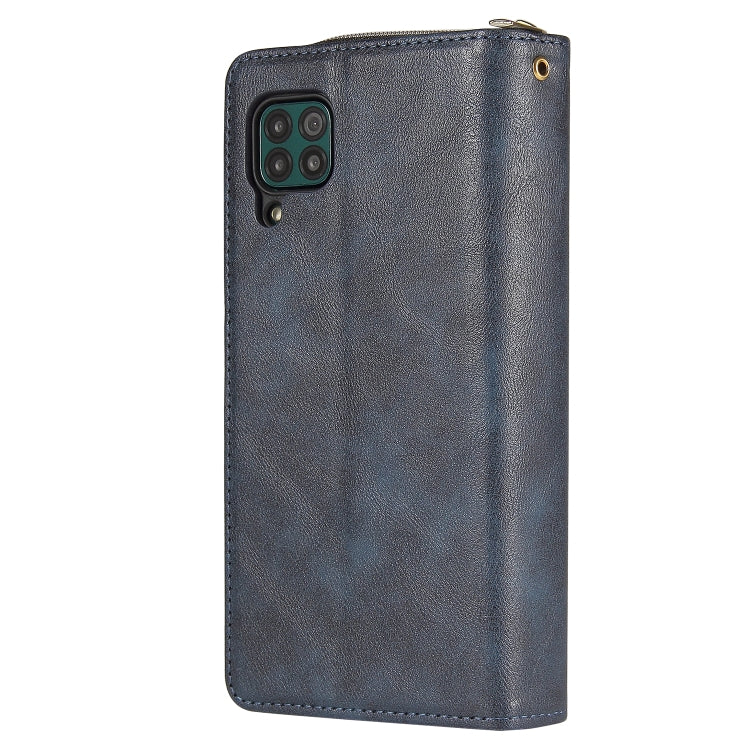 For Huawei P40 Lite Zipper Wallet Bag Horizontal Flip PU Leather Case with Holder & 9 Card Slots & Wallet & Lanyard & Photo Frame