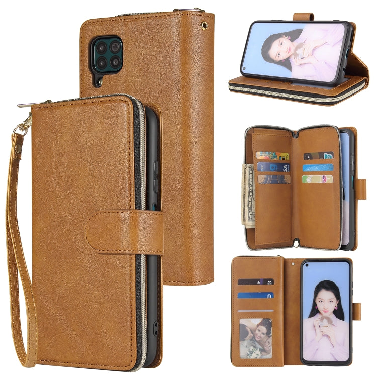 For Huawei P40 Lite Zipper Wallet Bag Horizontal Flip PU Leather Case with Holder & 9 Card Slots & Wallet & Lanyard & Photo Frame