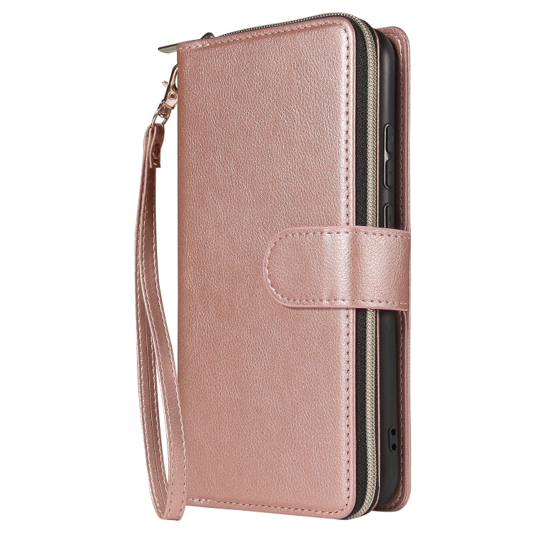 For Huawei P40 Lite E Zipper Wallet Bag Horizontal Flip PU Leather Case with Holder & 9 Card Slots & Wallet & Lanyard & Photo Frame