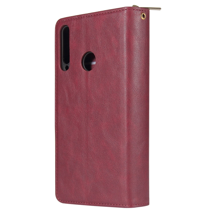 For Huawei P40 Lite E Zipper Wallet Bag Horizontal Flip PU Leather Case with Holder & 9 Card Slots & Wallet & Lanyard & Photo Frame