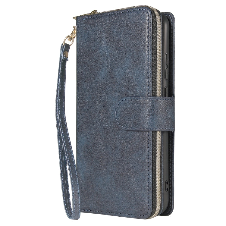 For Huawei P40 Lite E Zipper Wallet Bag Horizontal Flip PU Leather Case with Holder & 9 Card Slots & Wallet & Lanyard & Photo Frame