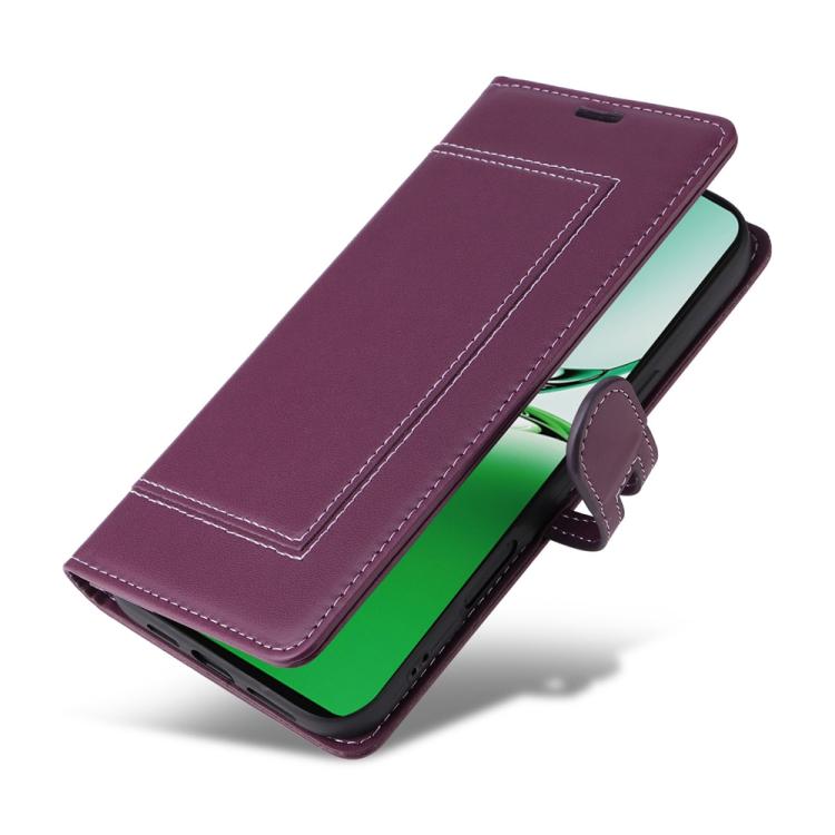 For OPPO Reno12 F 4G / 5G Global / F27 Stitched Magnetic Buckle Leather Phone Case