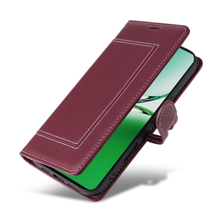 For OPPO Reno12 F 4G / 5G Global / F27 Stitched Magnetic Buckle Leather Phone Case