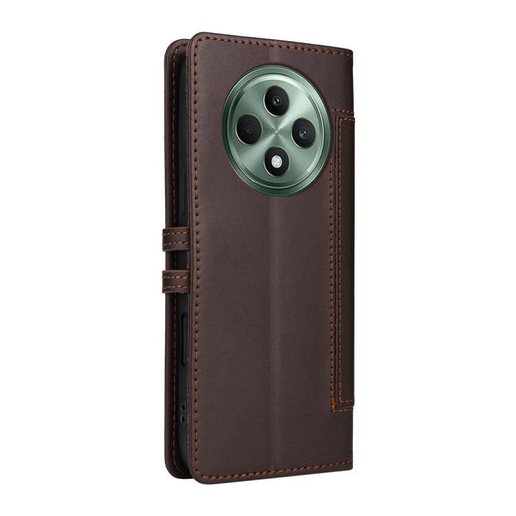 For OPPO Reno12 F 4G / 5G Global / F27 Stitched Magnetic Buckle Leather Phone Case
