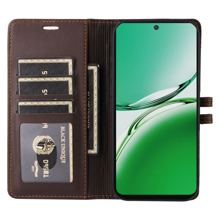 For OPPO Reno12 F 4G / 5G Global / F27 Stitched Magnetic Buckle Leather Phone Case
