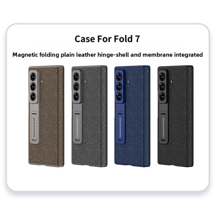 For Samsung Galaxy Z Fold7 5G GKK Integrated Magnetic Folding Plain Leather Hinge Phone Case