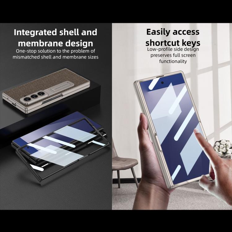 For Samsung Galaxy Z Fold7 5G GKK Integrated Magnetic Folding Plain Leather Hinge Phone Case