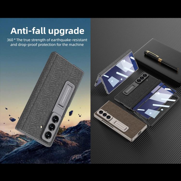 For Samsung Galaxy Z Fold7 5G GKK Integrated Magnetic Folding Plain Leather Hinge Phone Case