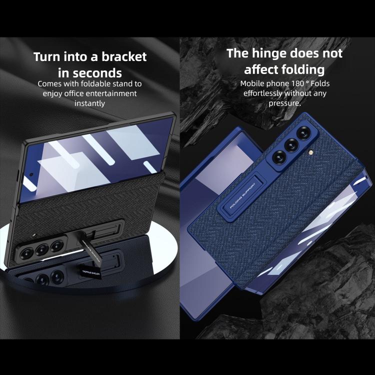For Samsung Galaxy Z Fold7 5G GKK Integrated Magnetic Folding Plain Leather Hinge Phone Case
