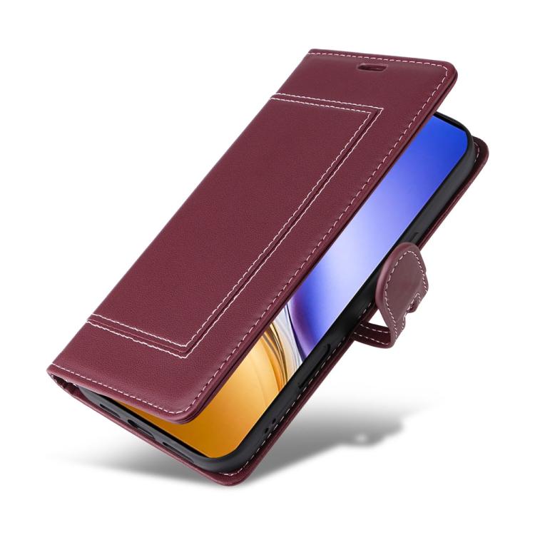 For Realme 14 / Realme 14T 5G Stitched Magnetic Buckle Leather Phone Case