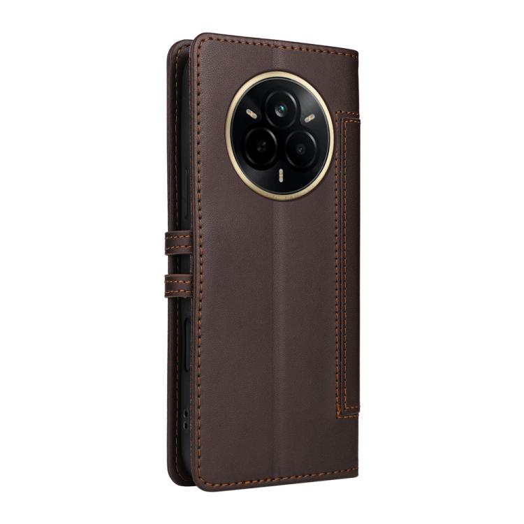 For Realme 14 Pro Stitched Magnetic Buckle Leather Phone Case