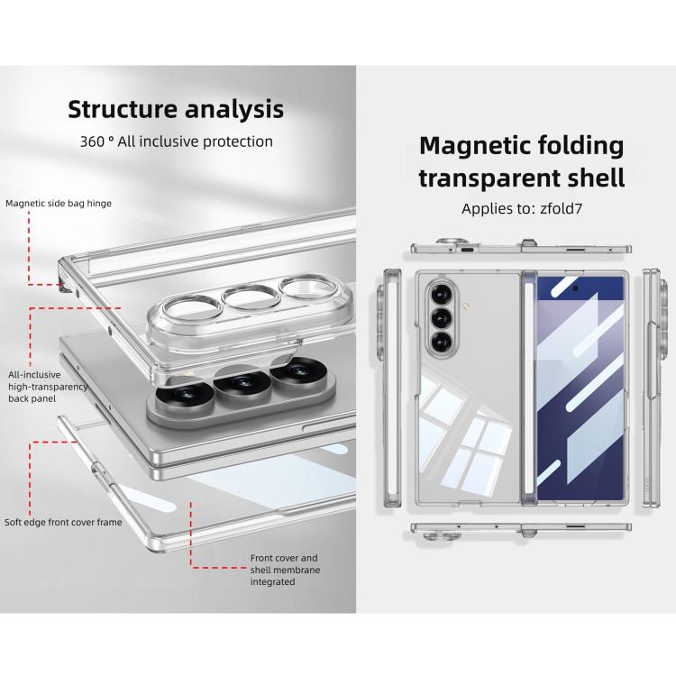 For Samsung Galaxy Z Fold7 5G GKK Integrated Magnetic Folding Transparent Phone Case