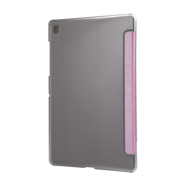 For Samsung Galaxy Tab A7 10.4 T500 TPU Silk Texture Three-fold Horizontal Flip Leather Case with Holder