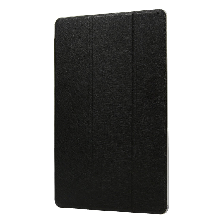 For Samsung Galaxy Tab A7 10.4 T500 TPU Silk Texture Three-fold Horizontal Flip Leather Case with Holder