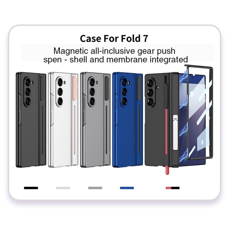 For Samsung Galaxy Z Fold7 5G GKK Integrated Magnetic Folding Hinge Adjust Gear Phone Case with Pen Slots & Stylus