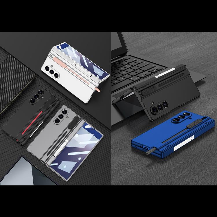 For Samsung Galaxy Z Fold7 5G GKK Integrated Magnetic Folding Hinge Adjust Gear Phone Case with Pen Slots & Stylus