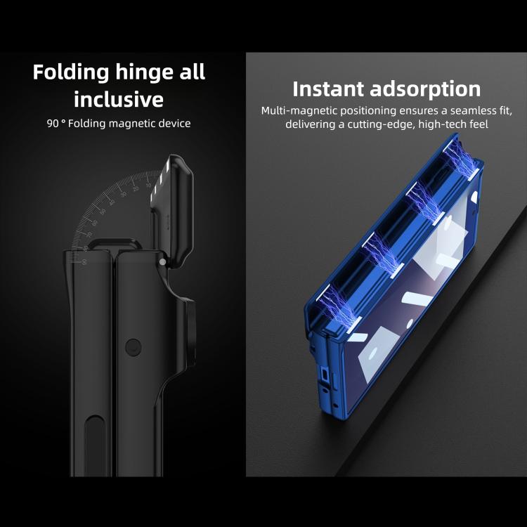 For Samsung Galaxy Z Fold7 5G GKK Integrated Magnetic Folding Hinge Adjust Gear Phone Case with Pen Slots & Stylus