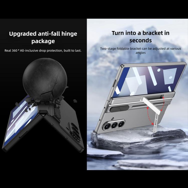 For Samsung Galaxy Z Fold7 5G GKK Integrated Magnetic Folding Hinge Adjust Gear Phone Case with Pen Slots & Stylus