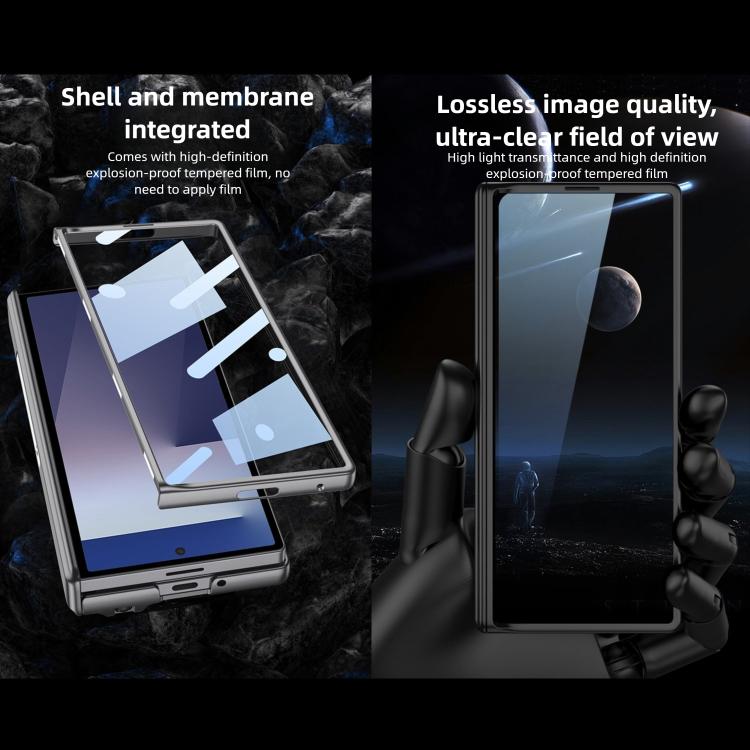 For Samsung Galaxy Z Fold7 5G GKK Integrated Magnetic Folding Hinge Adjust Gear Phone Case with Pen Slots & Stylus