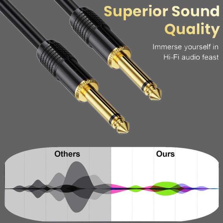 Mono Male to Male 6.35mm Mixer Audio Cable, Length:3m - Black