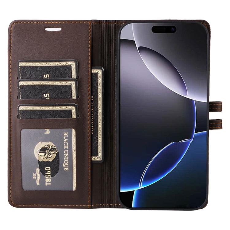 For iPhone 17 Pro Max Stitched Magnetic Buckle Leather Phone Case