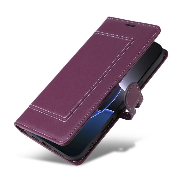 For iPhone 17 Pro Stitched Magnetic Buckle Leather Phone Case