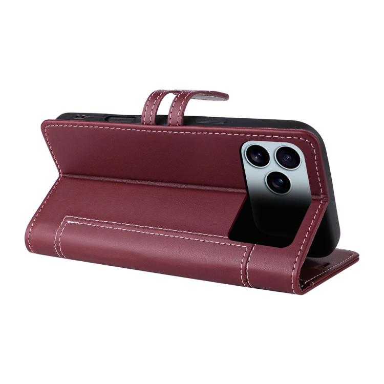 For iPhone 17 Pro Stitched Magnetic Buckle Leather Phone Case