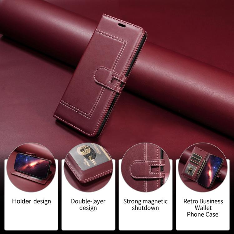 For iPhone 17 Pro Stitched Magnetic Buckle Leather Phone Case